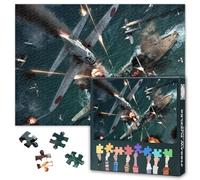 1000 Piece Jigsaw Puzzle for Adults WWII Fighter Airplanes and Warship Paintings Military Art Collection Home Display 27.5 x 19.7 Inches