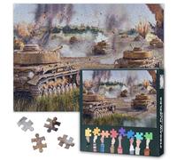 1000 Piece Jigsaw Puzzle for Adults WWII Tanks Picture Artwork Military Tank Poster Historic Battlefield Scene Wall Art 27.5 x 19.7 Inches