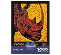 1000 Piece Jigsaw Puzzle for Adults, Yayoi Kusama Rhino No.1 Exhibition Poster Artwork, Indoor Entertainment, Idea, Premium Thick Cardboard, 38x26cm/1000pcs