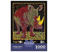 1000 Piece Jigsaw Puzzle for Adults, Yayoi Kusama Rhino No.7 Exhibition Poster Artwork, Indoor Entertainment, Idea, Premium Thick Cardboard, 38x26cm/1000pcs
