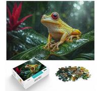 1000 Piece Jigsaw Puzzle for Adults, Yellow Frog with Red Eyes | For quiet time before New Year, this 1000-piece jigsaw puzzle for adults offers 1000 pieces for the Christmas break.