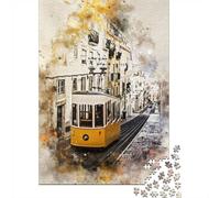 1000 Piece Jigsaw Puzzle for Adults, Yellow Tram Lisbon Street