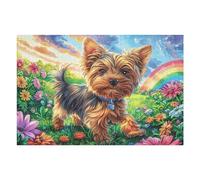 1000 Piece Jigsaw Puzzle for Adults Yorkshire Terrier Fall Garden 1000 PCS 75x50cm Universal Puzzle for All Occasions Home Decor Family Fun Stress Relief All in One Gift