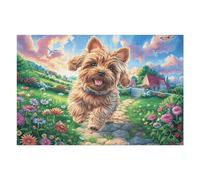 1000 Piece Jigsaw Puzzle for Adults Yorkshire Terrier in Flower Field 1000 PCS 75x50cm Winter Holiday Indoor Activity Perfect for Cold Days Family Time Together Fun Hobby Gift