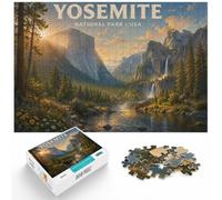 1000 Piece Jigsaw Puzzle for Adults, Yosemite National Park Vintage Travel | For a festive gift with screen-free appeal: Adult jigsaw puzzle with 1000 pieces makes a thoughtful puzzle gift for adults.