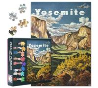 1000 Piece Jigsaw Puzzle for Adults Yosemite National Park Vintage United Airlines Travel Poster Classic Nature Landscape Scenic Mountain View Collector's Art Puzzle 27.5x19.7 Inches