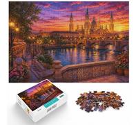 1000 Piece Jigsaw Puzzle for Adults, Zaragoza Spain Cityscape at Sunset | For focused indoor leisure, this adult jigsaw puzzle with 1000 pieces works well for longer puzzle sessions.