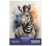 1000 Piece Jigsaw Puzzle for Adults Zebra Watercolor Art Puzzles for Adults Relaxing Games Pattern Assembly for Is Ideal As A Gift 52x38cm/1000pcs