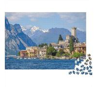 1000 Piece Jigsaw Puzzle for Lake Garda- Mindfulness & Family Fun Activity, Challenging Puzzle Game 38x26cm/1000pcs
