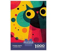 1000 Piece Jigsaw Puzzle for Teenagers Abstract Cat Art with Geometric Shapes Jigsaw Fun Games Difficult Challenge Unique Birthday And Xmas Gifts 70x50cm/1000pcs