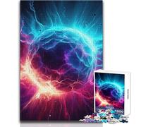 1000 Piece Jigsaw Puzzle for Teenagers Abstract Energy Sphere with Glowing Colors Family Fun & Game Night Pattern Assembly Great Gift Size 38x26cm