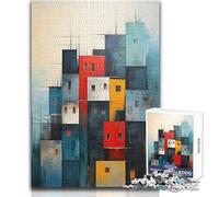 1000 Piece Jigsaw Puzzle for Teenagers Abstract Urban Buildings Family Fun & Game Night Pattern Assembly Great Gift Size 38x26cm