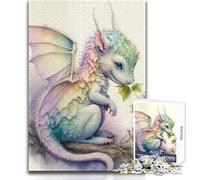 1000 Piece Jigsaw Puzzle for Teenagers Adorable Little Dragon Family Fun & Game Night Pattern Assembly Great Gift Size 38x52cm