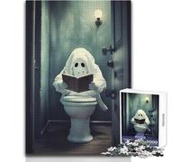 1000 Piece Jigsaw Puzzle for Teenagers Adorable Toilet Ghost Family Fun & Game Night Pattern Assembly Great Gift Size 38x52cm