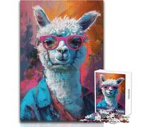 1000 Piece Jigsaw Puzzle for Teenagers Alpaca Llama Art Family Fun & Game Night Pattern Assembly Great Gift Size 50x75cm