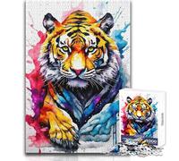 1000 Piece Jigsaw Puzzle for Teenagers Amazing Watercolor Tiger Learning Educational Impossible Game Gift Birthday (size 38x26cm)