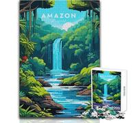 1000 Piece Jigsaw Puzzle for Teenagers Amazon Rainforest Waterfall Landscape Family Fun & Game Night Pattern Assembly Great Gift Size 38x52cm