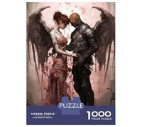 1000 Piece Jigsaw Puzzle for Teenagers Angel Warrior Romance Fantasy Art Print Jigsaws for Adults Relaxing Games Precision Cutting Christmas Birthday Gifts 38x26cm/1000pcs