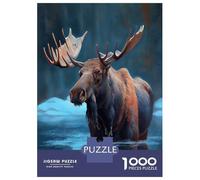 1000 Piece Jigsaw Puzzle for Teenagers Arctic Moose Oil Paint Adult Puzzles Fun Games Difficult Challenge Challenging Game Gifts 52x38cm/1000pcs