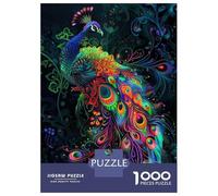 1000 Piece Jigsaw Puzzle for Teenagers Art Nouveau Neon Peacock Puzzles for Adults DIY Toys Hand Speed Race Unique Birthday And Xmas Gifts 38x26cm/1000pcs