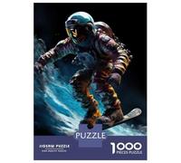 1000 Piece Jigsaw Puzzle for Teenagers Astronaut Snowboarding in Space Jigsaw Puzzle Family Game Presents for Women Fun at Home Activities, 52x38cm/1000pcs