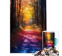 1000 Piece Jigsaw Puzzle for Teenagers Autumn Forest Path with Colorful Leaves Jigsaw for Adults Relaxing Games Improve Memory Fun Activities at Home (Size 50x75cm)