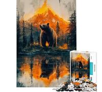 1000 Piece Jigsaw Puzzle for Teenagers Bear in Mountain Landscape Reflection Jigsaw for Adults DIY Toys Analysis And Logic Challenging Game Gifts (Size 38x26cm)