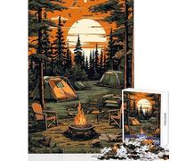 1000 Piece Jigsaw Puzzle for Teenagers Beautiful Camping Night Fun Games Difficult Challenge DIY Toys Artists' Collection, Fine Arts (38X26CM)