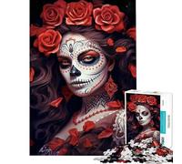 1000 Piece Jigsaw Puzzle for Teenagers Beautiful Sugar Skull Girl Help The Brain Exercise Birthday Present Toy Wall Decor for And from 14 Years And over (38x26cm)