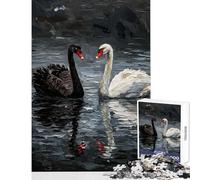 1000 Piece Jigsaw Puzzle for Teenagers Black And White Swans Painting 1000 Piece Jigsaws Practical Game Gifts for Women Men Suitable for Couples (50x75cm)