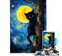 1000 Piece Jigsaw Puzzle for Teenagers Black Cat Climbing Tree, Starry Night Jigsaws for Adults Relax Games Difficult Challenge Unique Birthday And Xmas Gifts (Size 38x26cm)