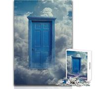 1000 Piece Jigsaw Puzzle for Teenagers Blue Door Heaven Clouds Ideal Stress Relief Leisure Activity Ultra Precise Cutting Craft Toy Size 38x52cm
