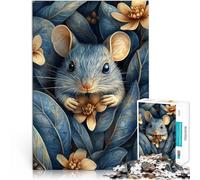 1000 Piece Jigsaw Puzzle for teenagers Blue Mouse in Blue Foliage Stressabbau Geburtstagsgeschenk, Geschenke75x50cm