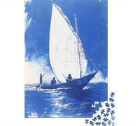 1000 Piece Jigsaw Puzzle for Teenagers Blue Ocean Sailing Boat Puzzles for Adults Relax Games Enhance Memory Christmas Birthday Gifts 70x50cm/1000pcs