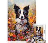 1000 Piece Jigsaw Puzzle for Teenagers Border Collie in Flowers 1000 Piece Jigsaw Educational Toy Great Gifts for Games A Work of Art (50x75cm)