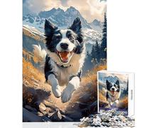 1000 Piece Jigsaw Puzzle for Teenagers Border Collie Mountain Run Fun Games Difficult Challenge DIY Toys Artists' Collection, Fine Arts (38X26CM)