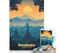 1000 Piece Jigsaw Puzzle for Teenagers Borobudur Temple Sunset, Relax Games, Fun Activities at Home, Great Gift for Gaming 50x75cm
