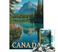 1000 Piece Jigsaw Puzzle for Teenagers Canada Wilderness - Majestic Mountains And Mirror Lake Travel Poster Adult Jigsaw Anti-Stress Toys For Family Fun Fun at Home Activities, (Size 50x75cm)
