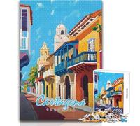 1000 Piece Jigsaw Puzzle for Teenagers Cartagena, Colombia Street Scene Learning Educational Impossible Game Gift Birthday (size 38x52cm)