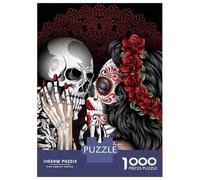 1000 Piece Jigsaw Puzzle for Teenagers Catrina Skull Kiss Adult Puzzles Fun Games Difficult Challenge Challenging Game Gifts 52x38cm/1000pcs