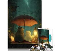 1000 Piece Jigsaw Puzzle for Teenagers Cats Under Umbrella in The Rain Impossible Game Precision Cutting Gift For Birthdays (size 38x26cm)