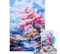 1000 Piece Jigsaw Puzzle for Teenagers Cherry Blossom Mountain Stream Jigsaw for Adults Hands-on Game Wall Decoration Unique Birthday And Xmas Gifts (Size 38x52cm)