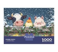 1000 Piece Jigsaw Puzzle for Teenagers Christmas Farm Animals Teenager Puzzles Brain Teaser Game Enhance Memory Fun at Home Activities, 52x38cm/1000pcs