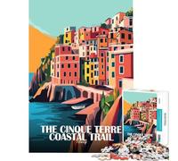1000 Piece Jigsaw Puzzle for Teenagers Cinque Terre Coastal Trail Italy Poster Learning Educational Toys Relax Games Family Activities Gifts for Women Men (Size 38x26cm)