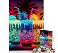 1000 Piece Jigsaw Puzzle for Teenagers Cocktail Drink Neon Fun Games Difficult Challenge DIY Toys Artists' Collection, Fine Arts (75X50CM)
