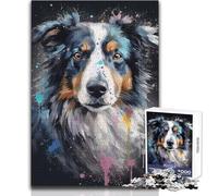 1000 Piece Jigsaw Puzzle for Teenagers Collie Dog Painting Learning Educational Impossible Game Gift Birthday (size 38x52cm)