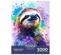 1000 Piece Jigsaw Puzzle for Teenagers Colorful Sloth Wall Art Print Jigsaw Puzzle Family Game Presents for Women Fun at Home Activities, 38x26cm/1000pcs
