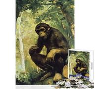 1000 Piece Jigsaw Puzzle for Teenagers Contemplative Chimpanzee in Forest Painting 1000 Piece Jigsaw Educational Toy Great Gifts for Games A Work of Art (50x75cm)