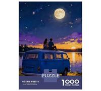 1000 Piece Jigsaw Puzzle for Teenagers Couple on Van Under Moonlight Puzzles for Adults Relax Games Enhance Memory Christmas Birthday Gifts 70x50cm/1000pcs