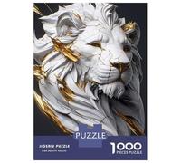 1000 Piece Jigsaw Puzzle for Teenagers Cracked Marble Lion with Gold Accents Puzzles for Adults Relax Games Enhance Memory Christmas Birthday Gifts 38x26cm/1000pcs